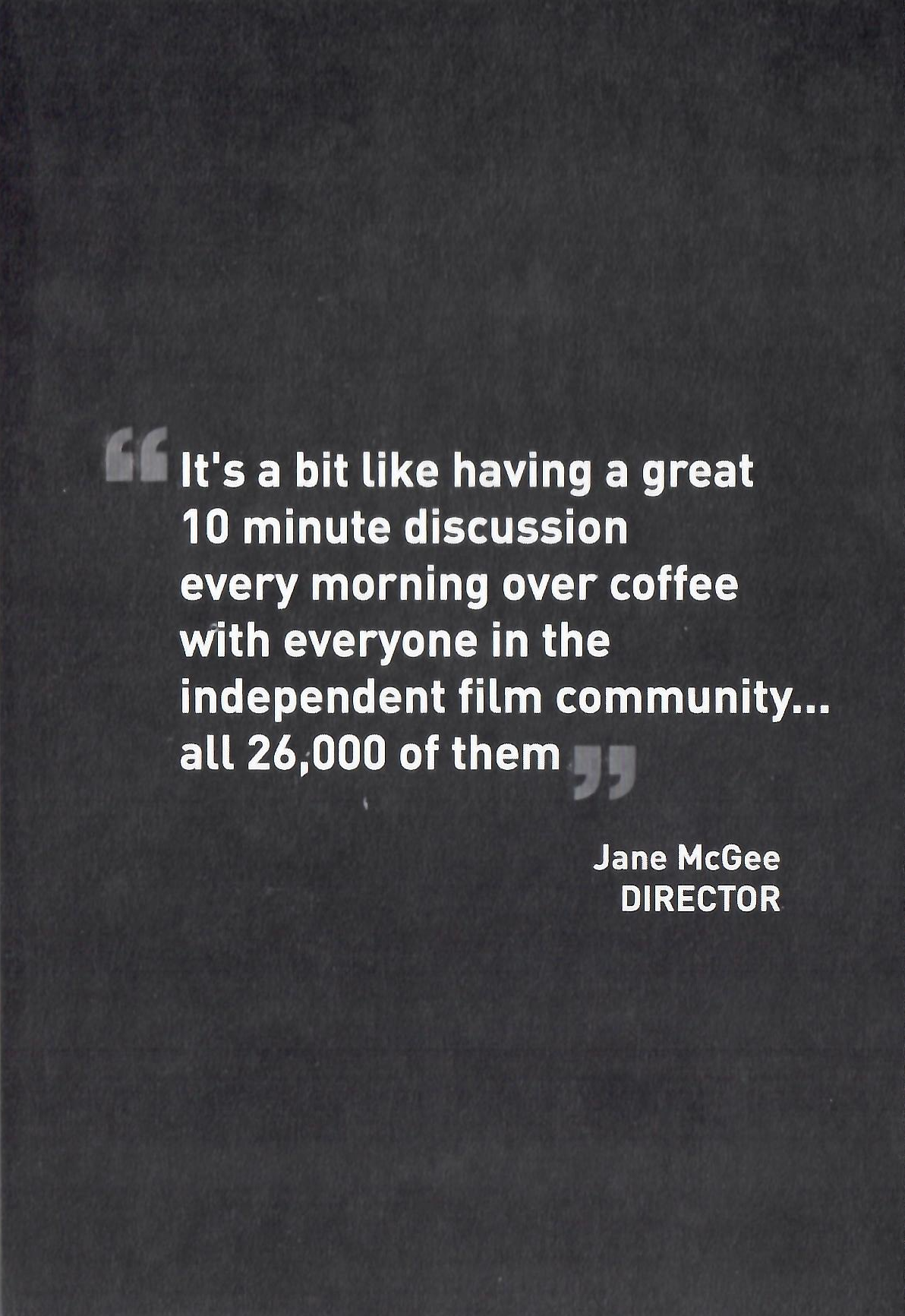 Reverse of Shooting People flyer. It reads 